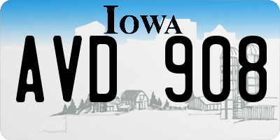IA license plate AVD908