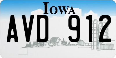 IA license plate AVD912