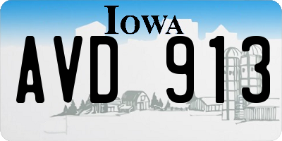 IA license plate AVD913