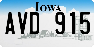IA license plate AVD915