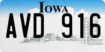 IA license plate AVD916