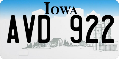 IA license plate AVD922