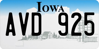 IA license plate AVD925