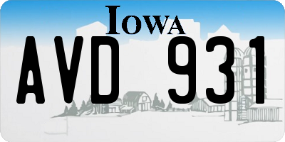 IA license plate AVD931