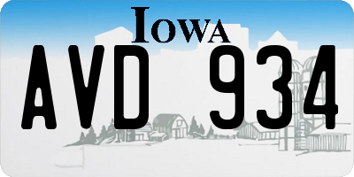 IA license plate AVD934