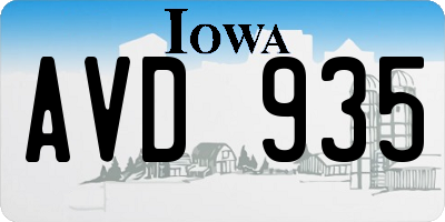 IA license plate AVD935