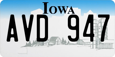 IA license plate AVD947