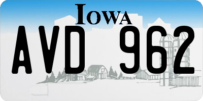 IA license plate AVD962