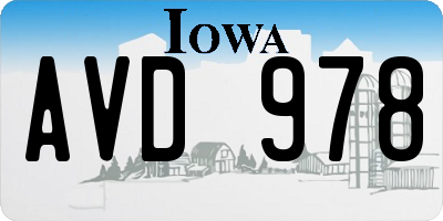 IA license plate AVD978