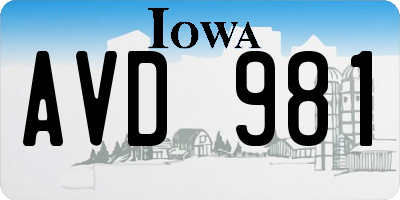 IA license plate AVD981