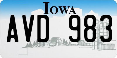 IA license plate AVD983