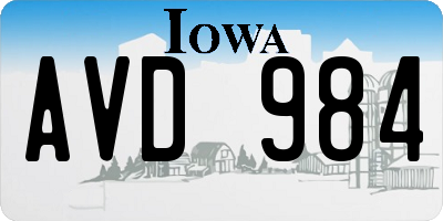 IA license plate AVD984