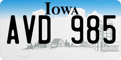IA license plate AVD985