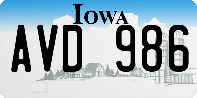 IA license plate AVD986
