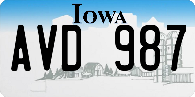 IA license plate AVD987