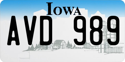 IA license plate AVD989