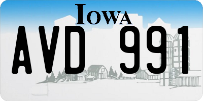 IA license plate AVD991