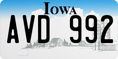 IA license plate AVD992