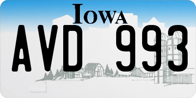 IA license plate AVD993