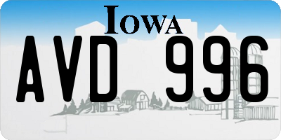 IA license plate AVD996