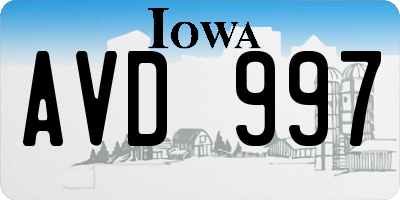 IA license plate AVD997