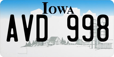 IA license plate AVD998
