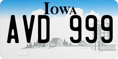 IA license plate AVD999