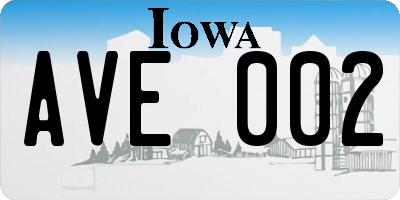 IA license plate AVE002