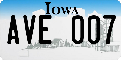 IA license plate AVE007