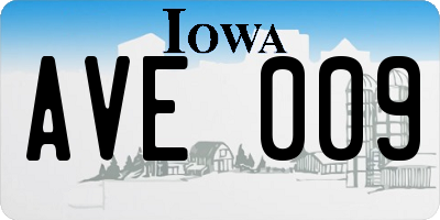 IA license plate AVE009