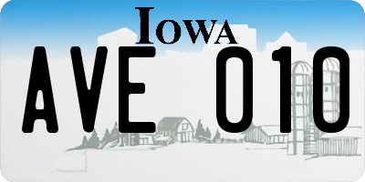 IA license plate AVE010