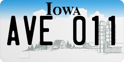 IA license plate AVE011