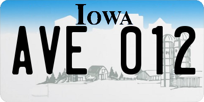 IA license plate AVE012