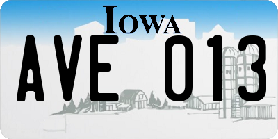 IA license plate AVE013