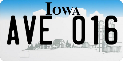 IA license plate AVE016