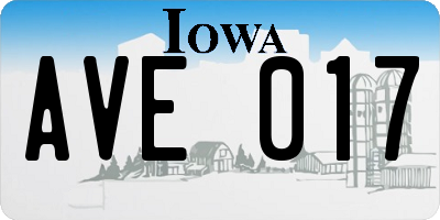 IA license plate AVE017