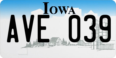 IA license plate AVE039