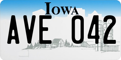 IA license plate AVE042
