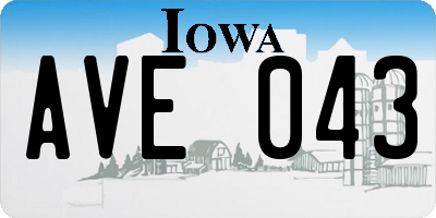 IA license plate AVE043