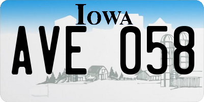 IA license plate AVE058