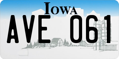 IA license plate AVE061