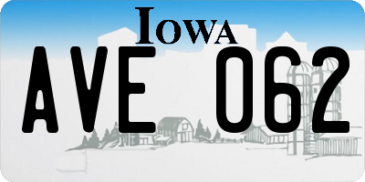 IA license plate AVE062
