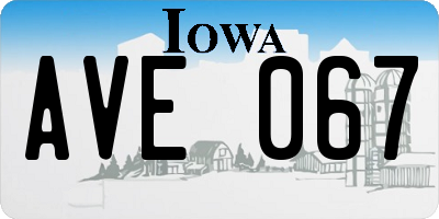 IA license plate AVE067