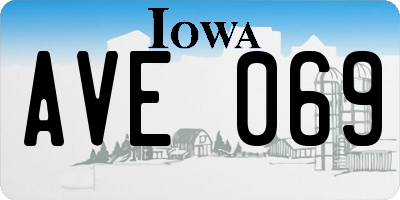 IA license plate AVE069