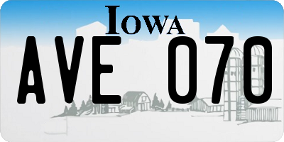 IA license plate AVE070