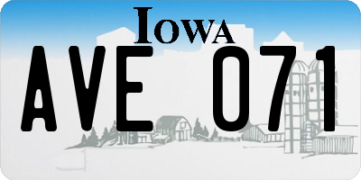 IA license plate AVE071