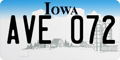 IA license plate AVE072