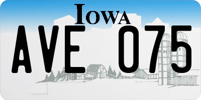 IA license plate AVE075