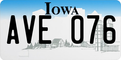 IA license plate AVE076