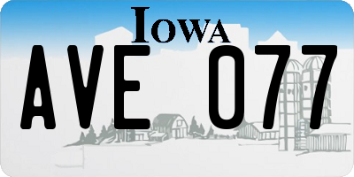 IA license plate AVE077